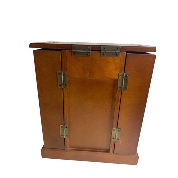 Tabletop Jewelry Armoire Brown Black Refinished 11"h x 9.5"l - Picture 6 of 8